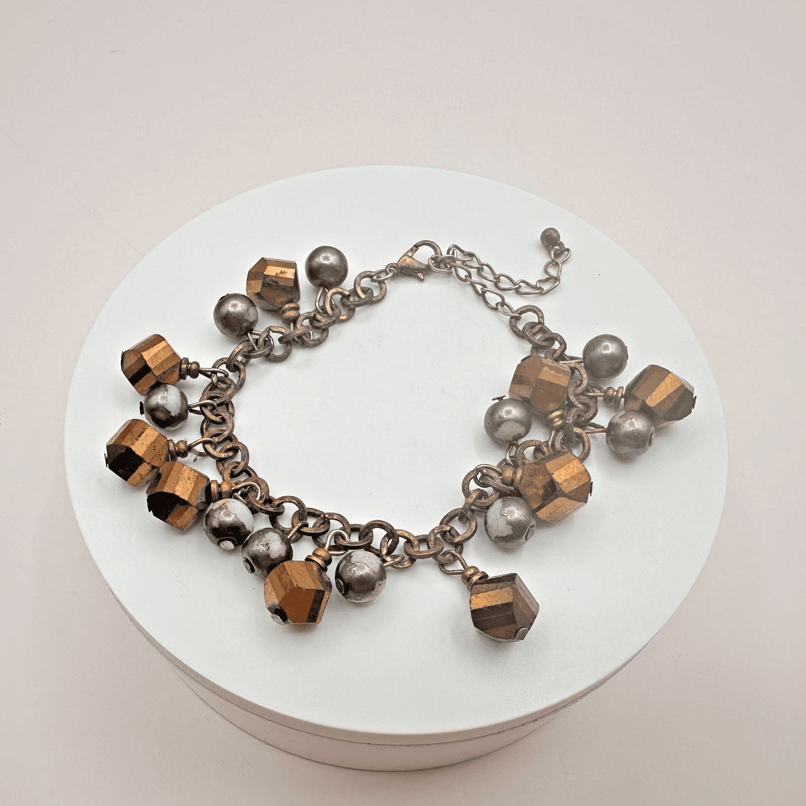 Vintage Y2K Rusti Brown Chunky Beaded Charm Bracelet Women's Classic Jewelry 90s - Thumbnail 2