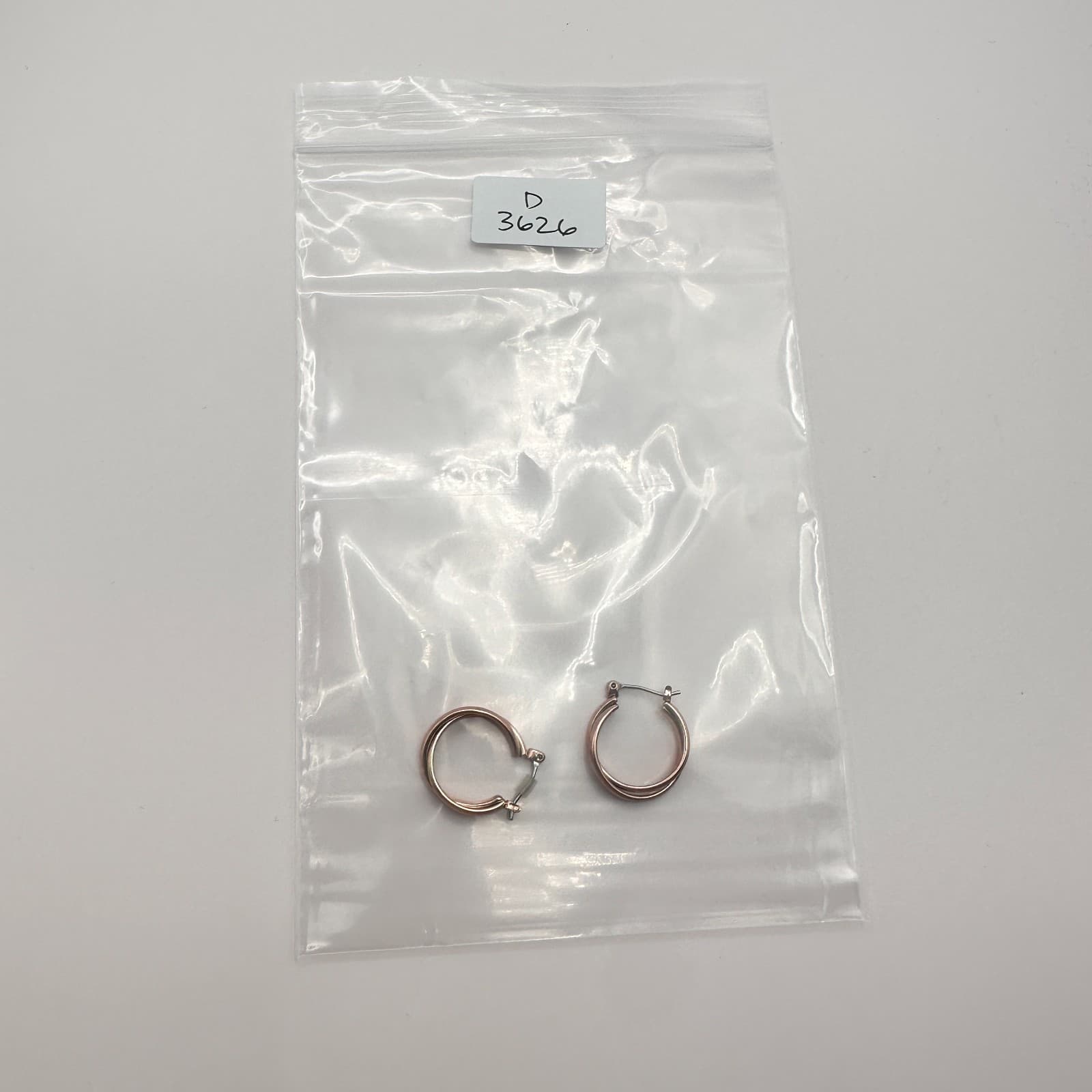 Vintage 90s Rose Gold Tone Double Layer Hoop Earrings Fashion Minimalist Jewelry - Thumbnail 8