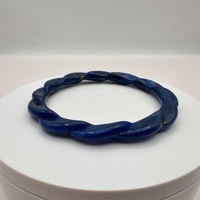 Vintage Y2K Blue Twisted Resin Chunky Bracelet Boho Women's Fashion Jewelry - Thumbnail 2
