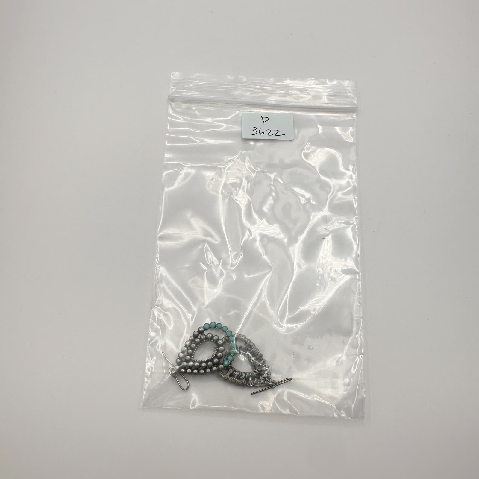 Vintage 90s Blue Glass Beads Silver Tone Teardrop Earrings Boho Fashion Jewelry - Thumbnail 7