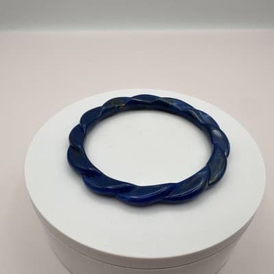 Vintage Y2K Blue Twisted Resin Chunky Bracelet Boho Women's Fashion Jewelry - Thumbnail 3