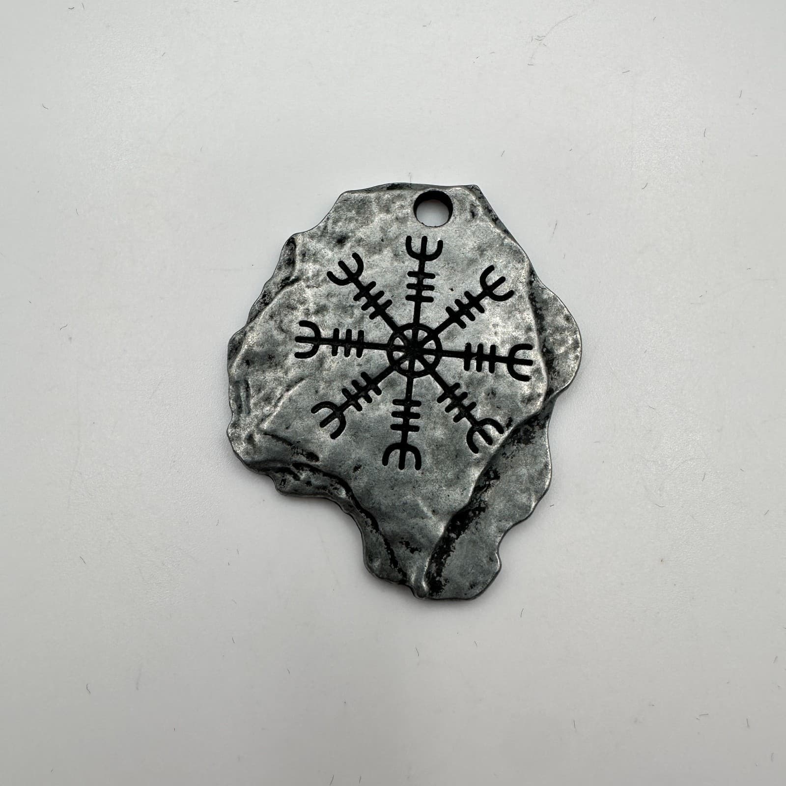 Vintage 90s Silver Tone Norse Viking Compass Aegishjalmur Helm Necklace Pendant - Thumbnail 3