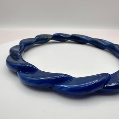 Vintage Y2K Blue Twisted Resin Chunky Bracelet Boho Women's Fashion Jewelry - Thumbnail 4