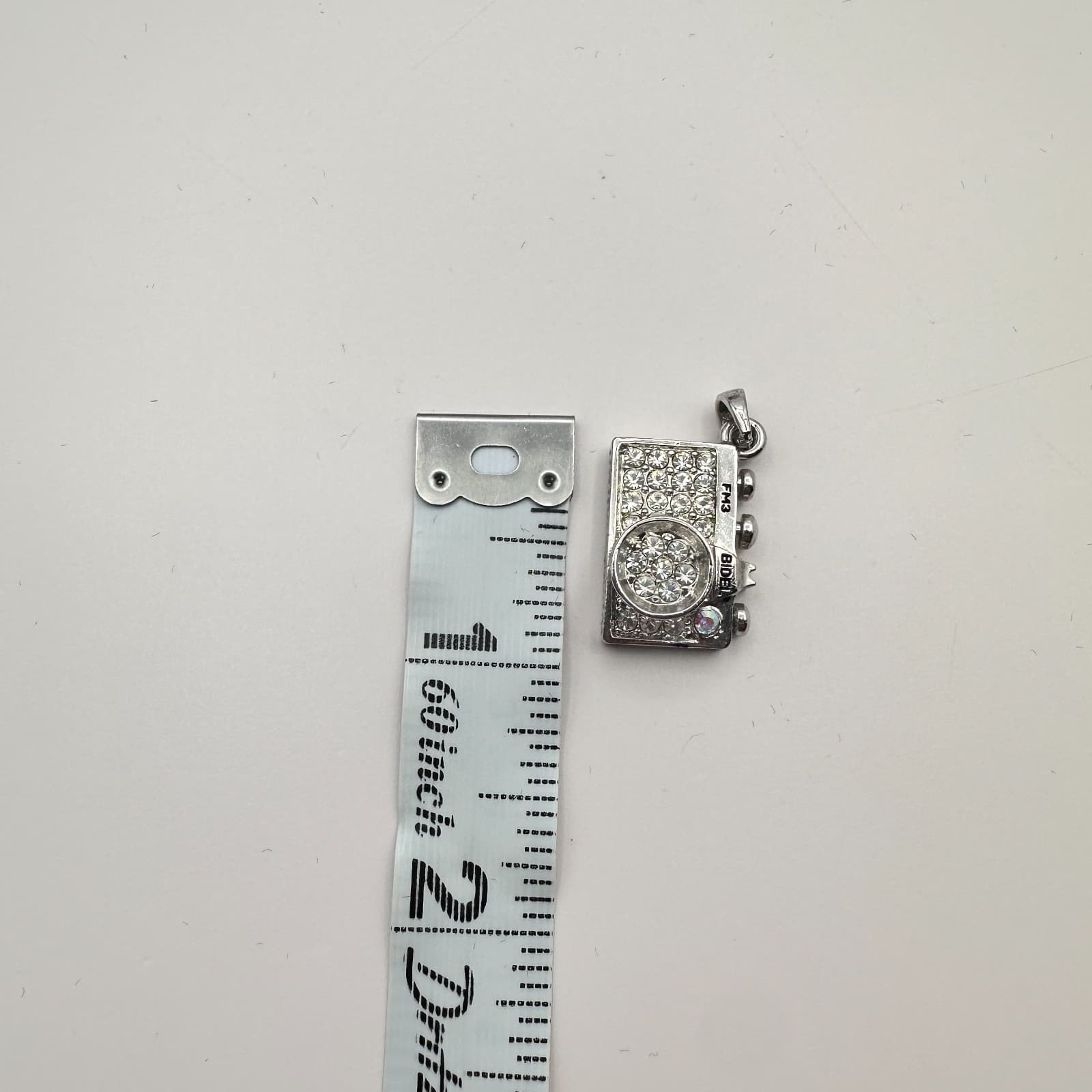 Vintage 90s Bidel FM3 Silver Tone Camera Pendant Clear Rhinestone Jewelry Boho - Thumbnail 7