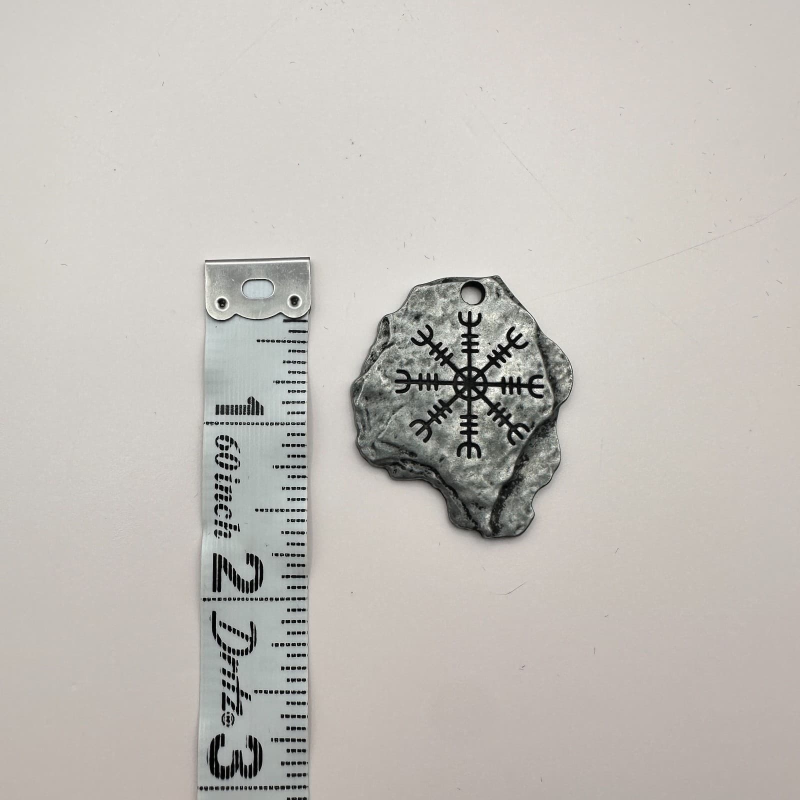Vintage 90s Silver Tone Norse Viking Compass Aegishjalmur Helm Necklace Pendant - Thumbnail 6