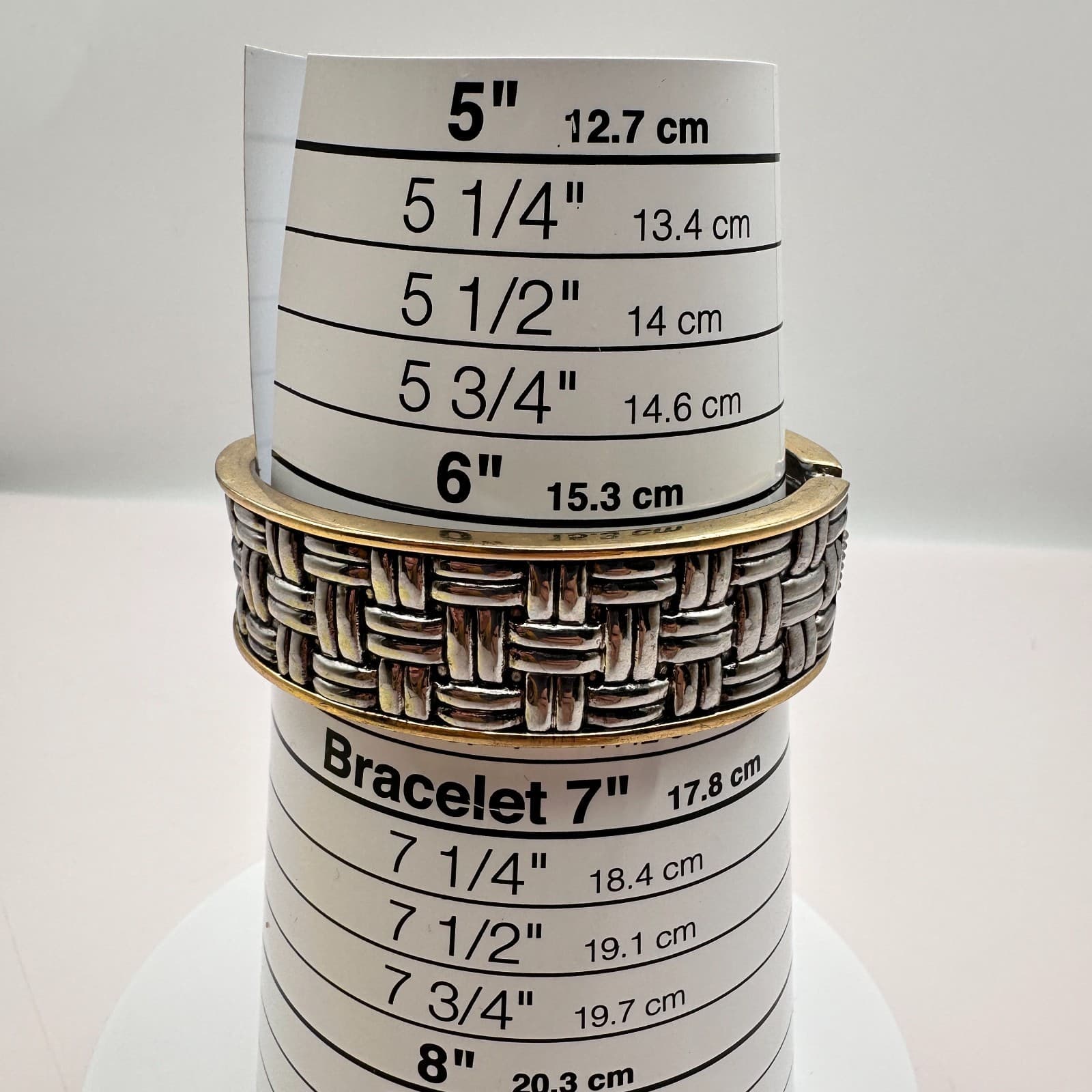 Vintage 90s Basket Weave Textured Cuff Bracelet Women's Classic Fashion Jewelry - Thumbnail 8