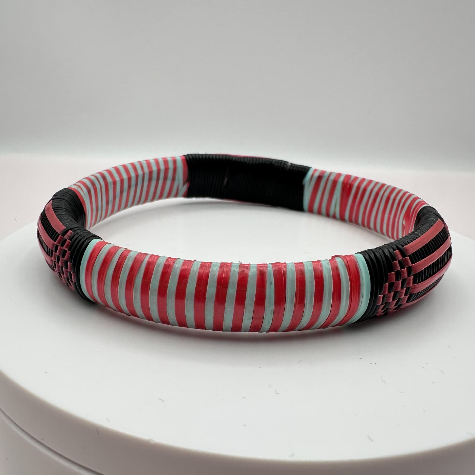 Vintage 90s Woven & Striped Bracelet Boho Statement Women's Classic Jewelry Boho - Thumbnail 2