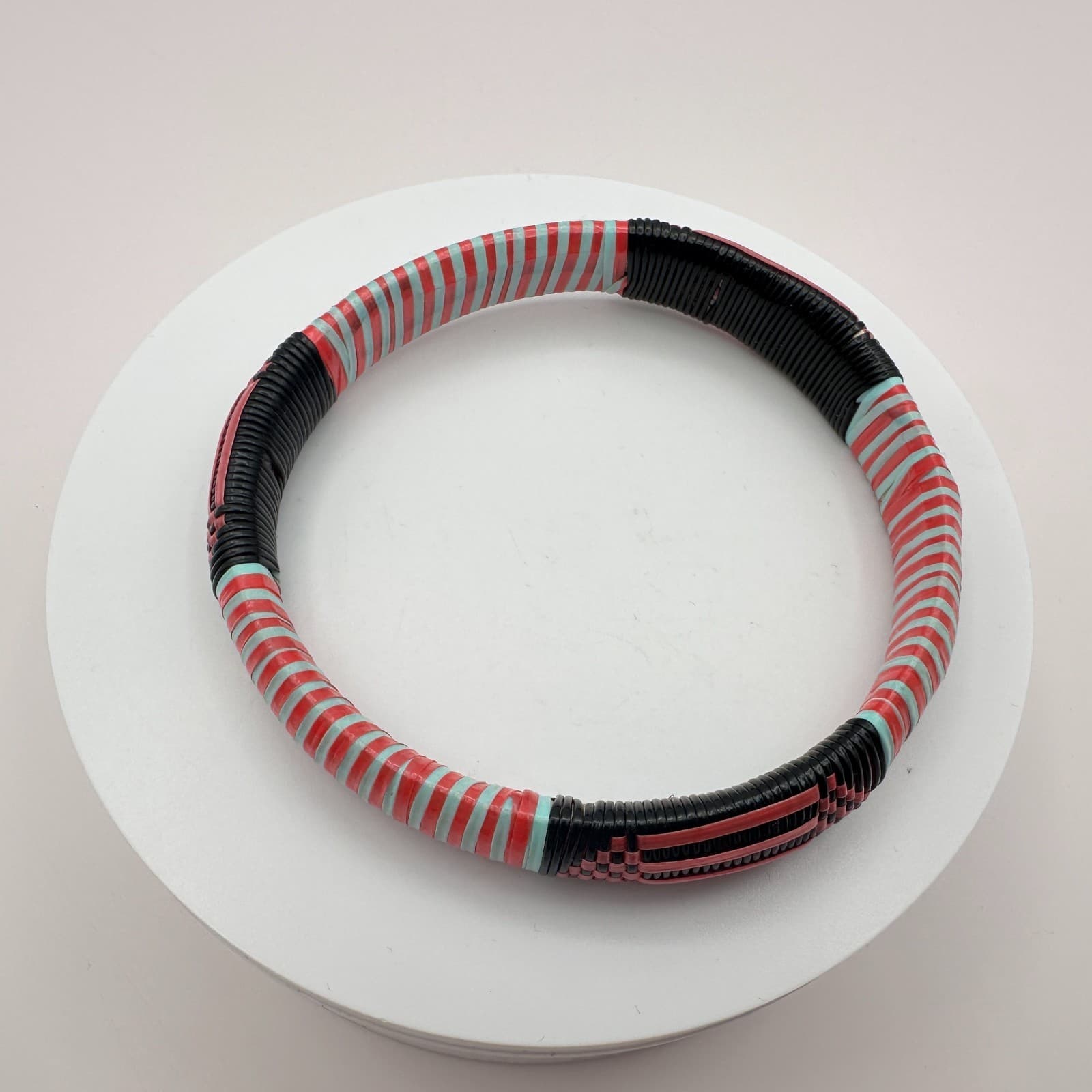 Vintage 90s Woven & Striped Bracelet Boho Statement Women's Classic Jewelry Boho - Thumbnail 7
