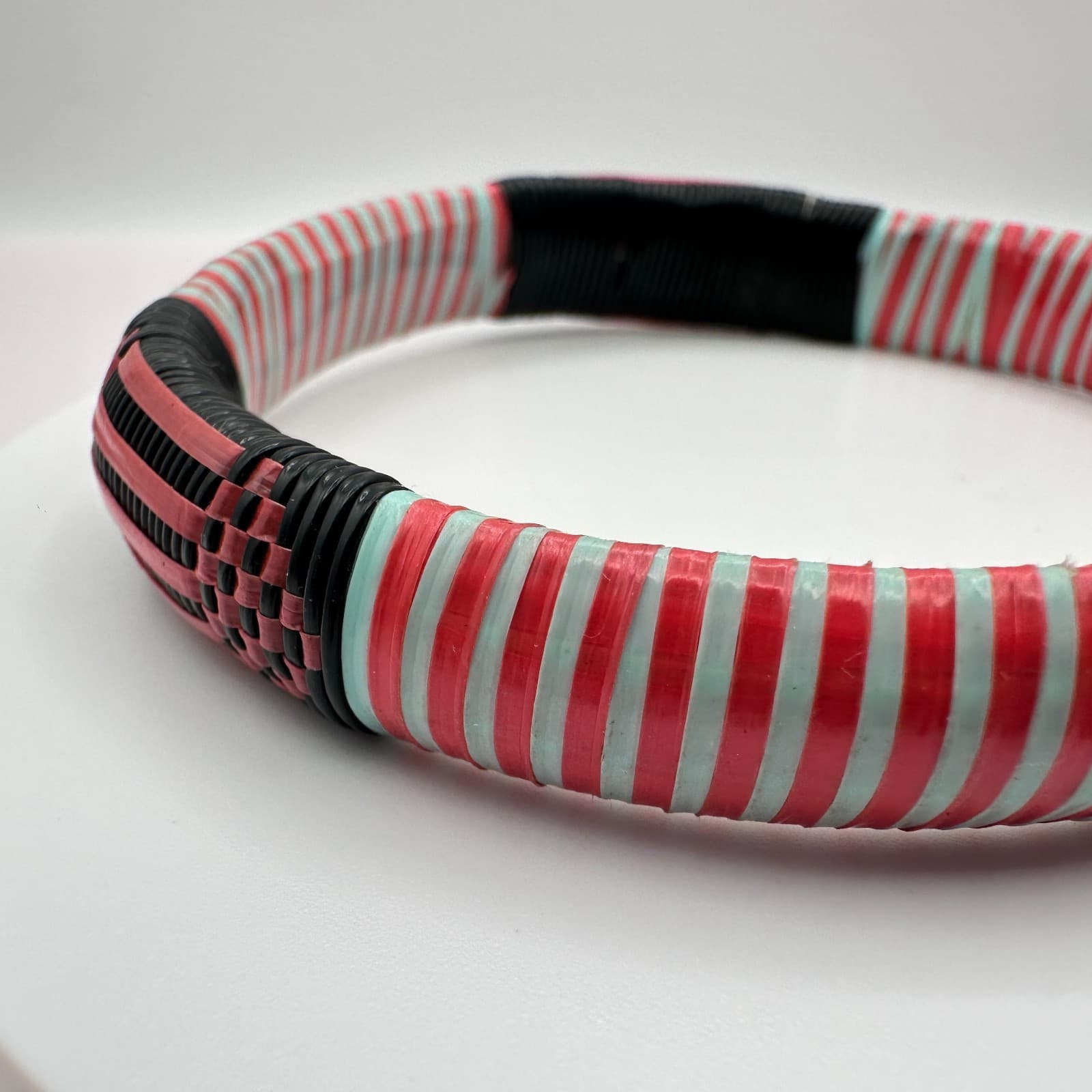 Vintage 90s Woven & Striped Bracelet Boho Statement Women's Classic Jewelry Boho - Thumbnail 5