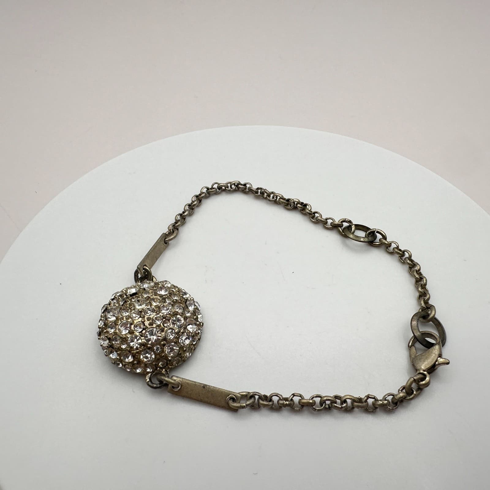 Vintage Y2K Silver Tone Glass Rhinestone Bracelet Statement Women's Jewelry - Thumbnail 2