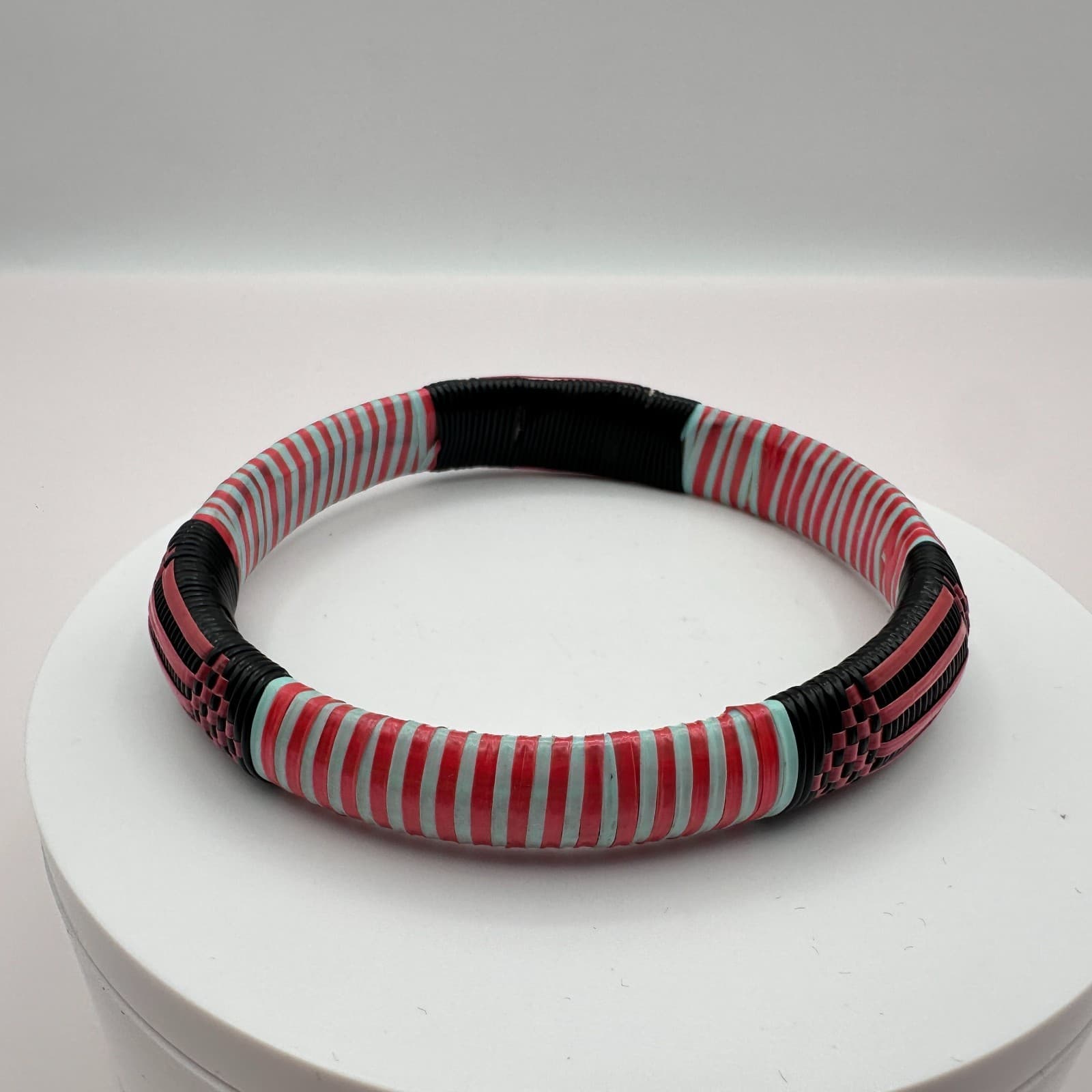 Vintage 90s Woven & Striped Bracelet Boho Statement Women's Classic Jewelry Boho - Thumbnail 3