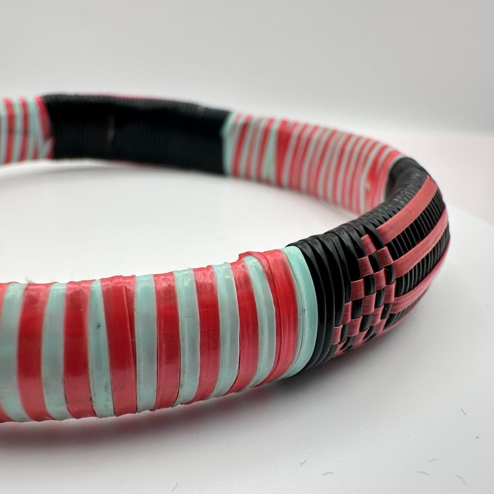 Vintage 90s Woven & Striped Bracelet Boho Statement Women's Classic Jewelry Boho - Thumbnail 6