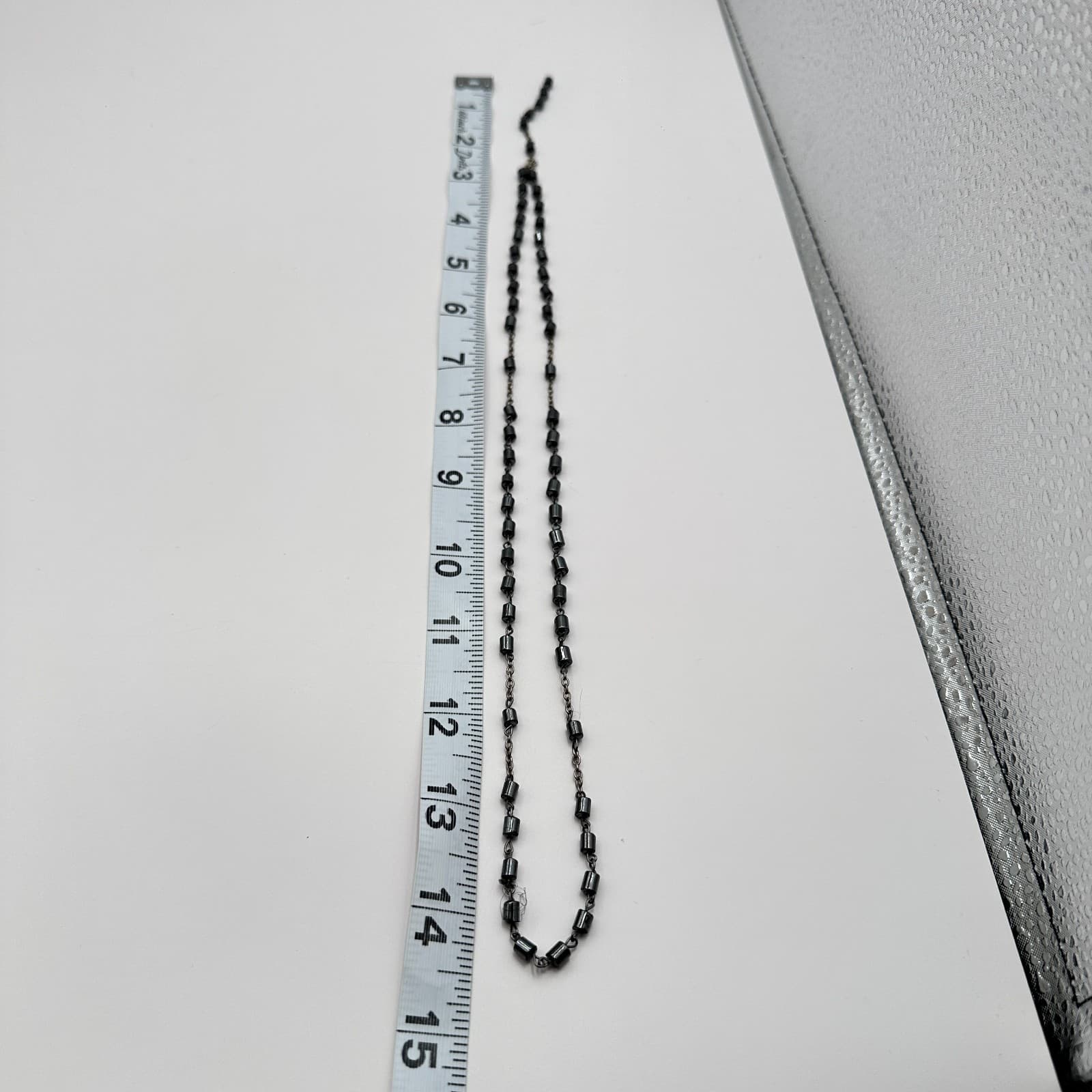 Vintage Y2K Silver Tone Gunmetal Hematite Glass Beaded Necklace Women's Jewelry - Thumbnail 8