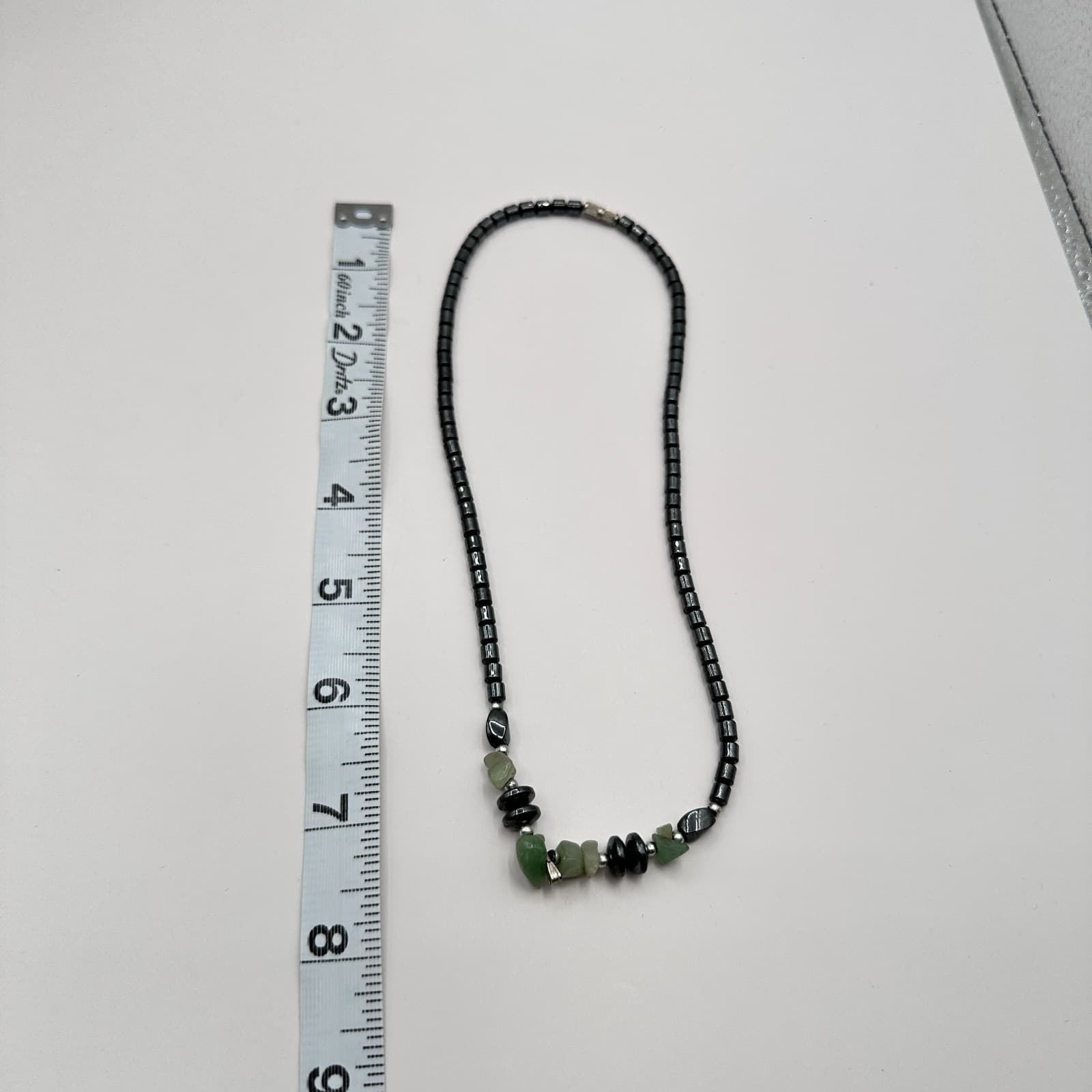 Vintage Y2K Silver Tone Adventurine Chip Beaded Necklace Women's Classic Jewelry - Thumbnail 8