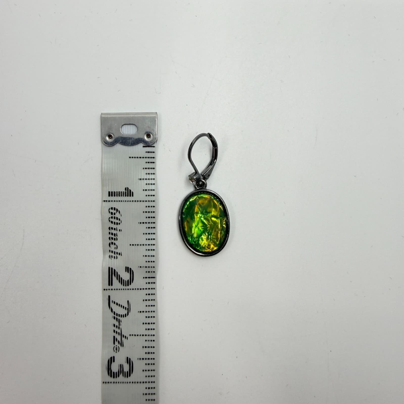 Y2K Dark Metal Green Crystal Dangle Earrings Oval Statement Jewelry Gift Idea - Thumbnail 8