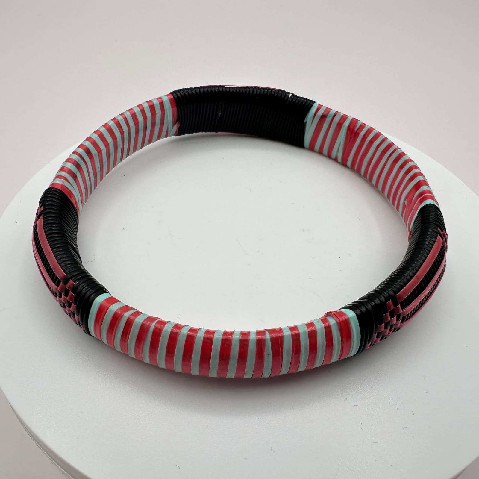 Vintage 90s Woven & Striped Bracelet Boho Statement Women's Classic Jewelry Boho - Thumbnail 4