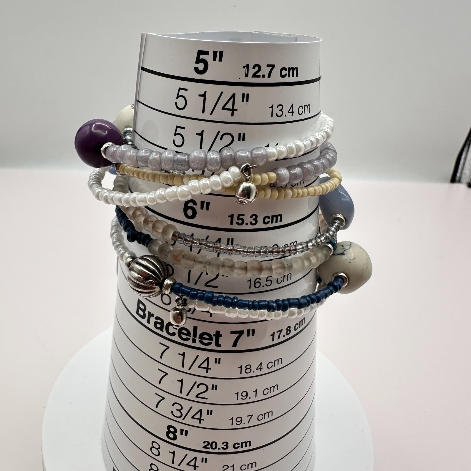 Vintage 90s Multi-Strand Wrap Bracelet Glass Beads Boho Women's Fashion Jewelry - Thumbnail 7