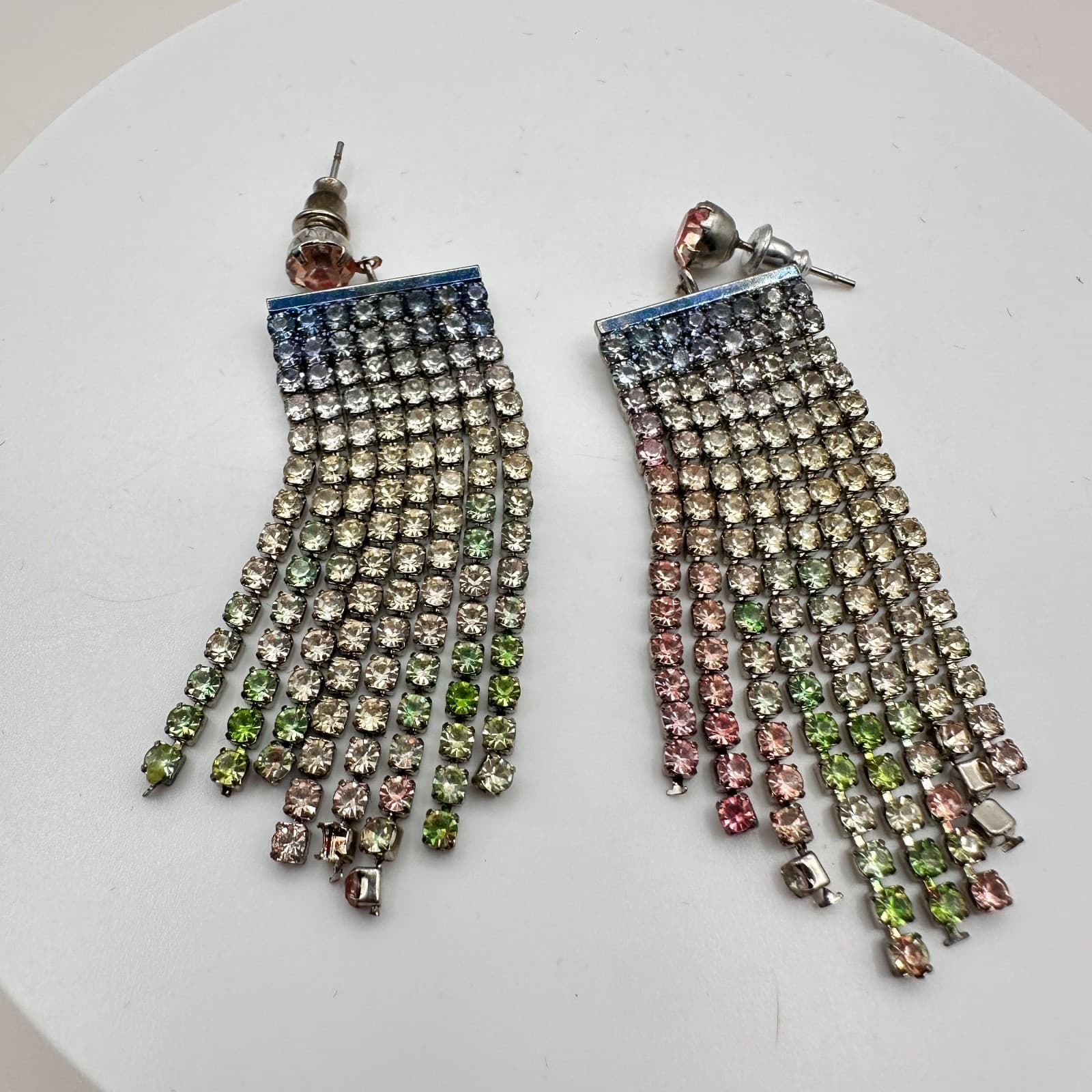 Vintage 90s Rhinestone Tennis Tassel Earrings Women's Classic Fashion Jewelry