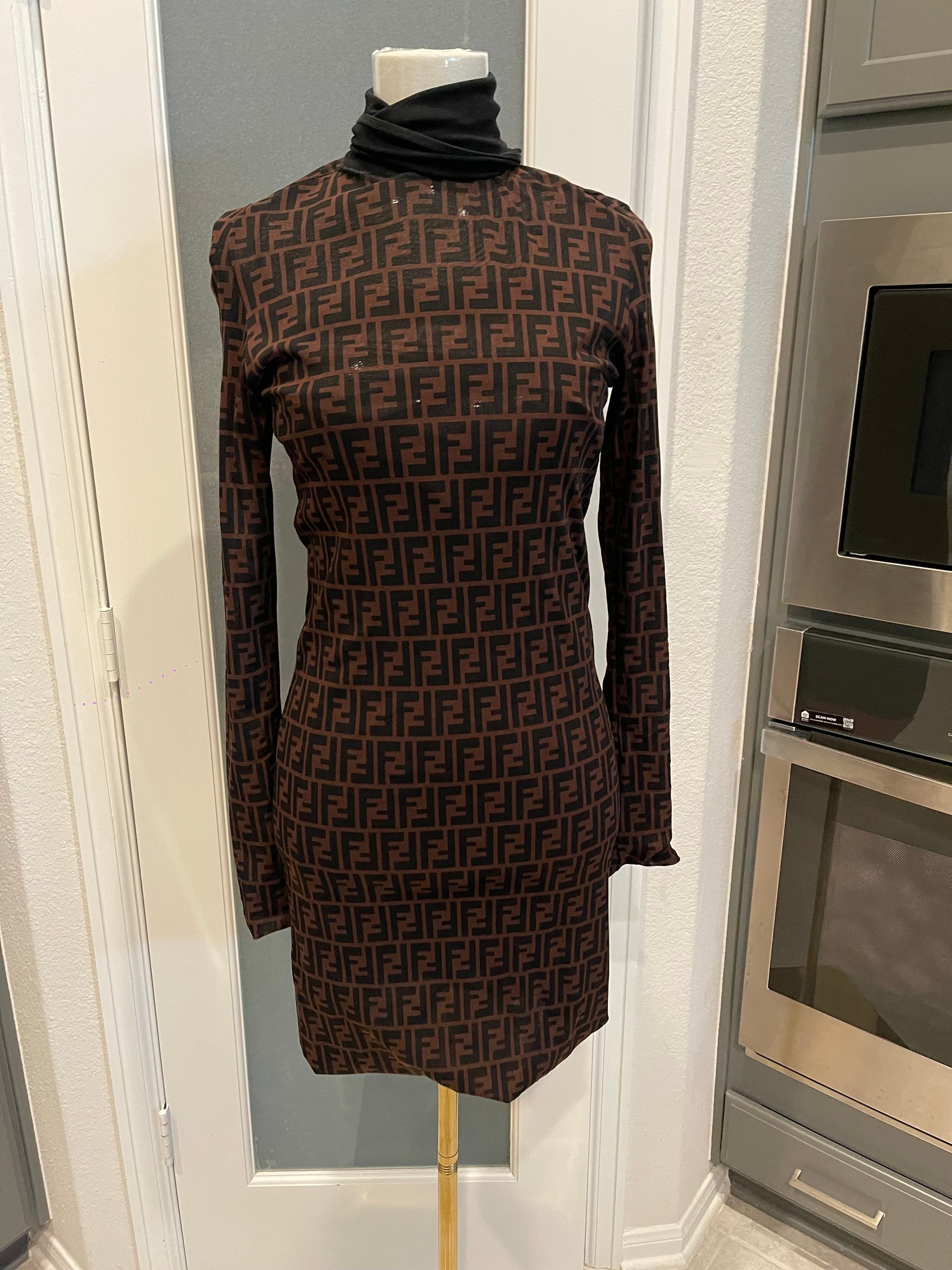 Fendi Monogram Long Sleeve Dress