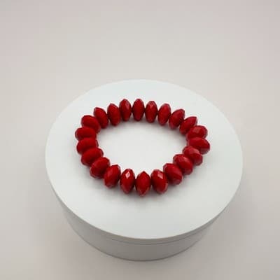 Vintage 90s Red Faceted Beaded Stretch Bracelet Retro Statement Women's Jewelry - Thumbnail 3