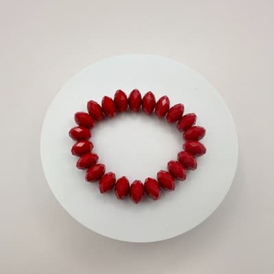 Vintage 90s Red Faceted Beaded Stretch Bracelet Retro Statement Women's Jewelry - Thumbnail 8