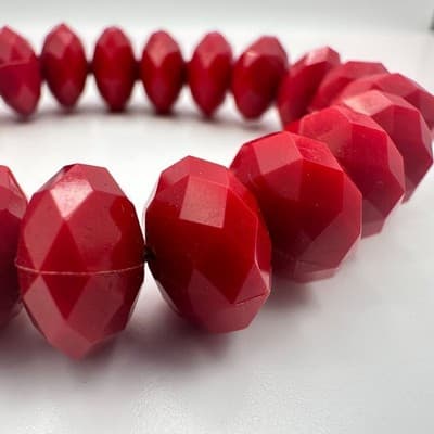 Vintage 90s Red Faceted Beaded Stretch Bracelet Retro Statement Women's Jewelry - Thumbnail 6