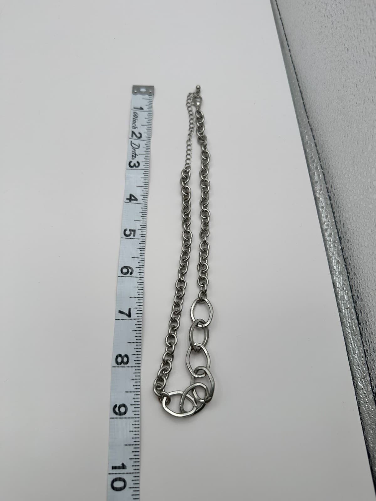 Vintage Y2K Silver Tone Graduated Oval Links Chain Necklace Women's Jewelry Bib - Thumbnail 9