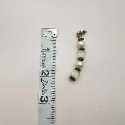 Vintage Y2K Faux Pearl Frosted Beaded Dangle Earrings Women's Classic Jewelry - Thumbnail 6