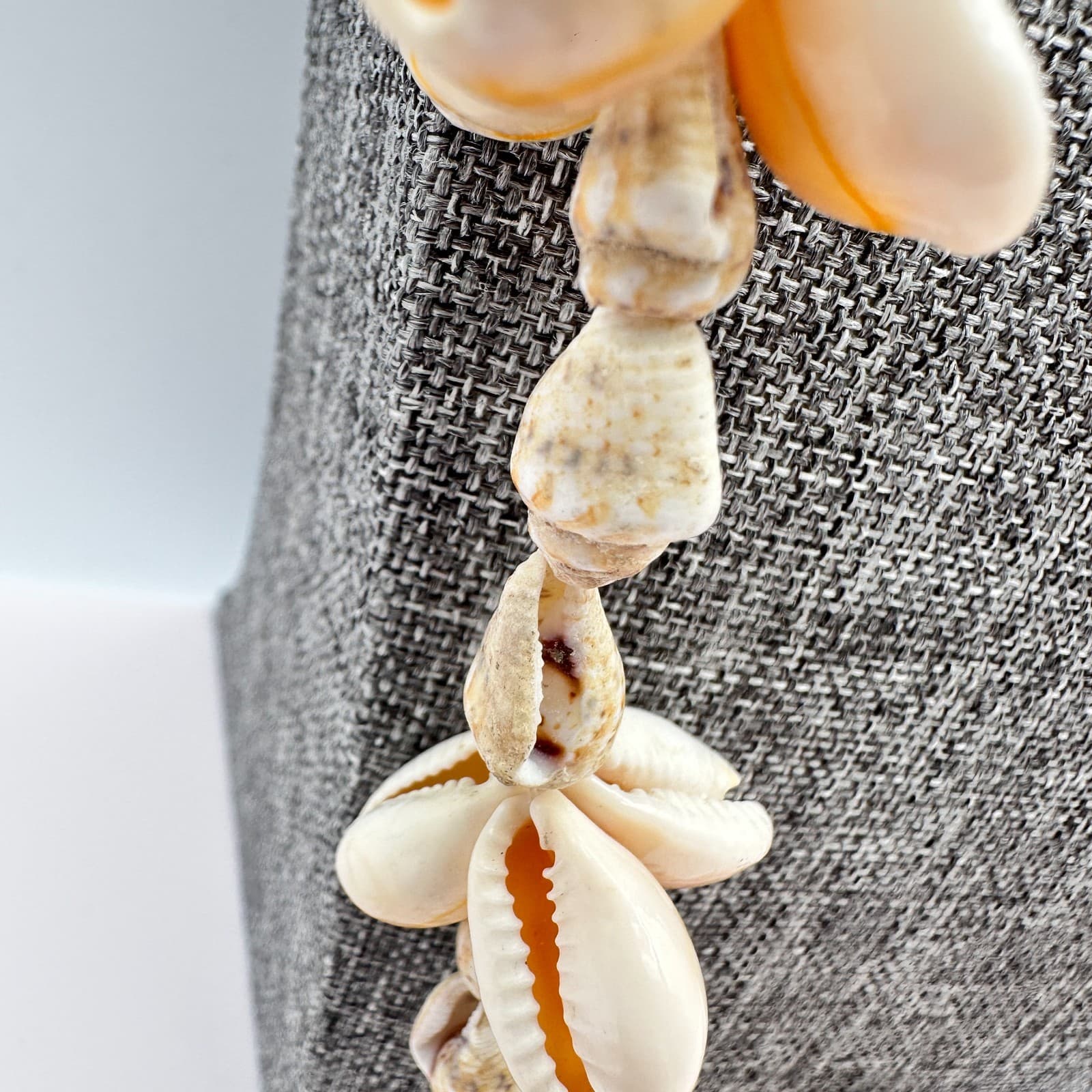Vinatge 90s Cream Nautical Cowrie Snail Shell Necklace Women's Jewelry Bib Y2K - Thumbnail 5