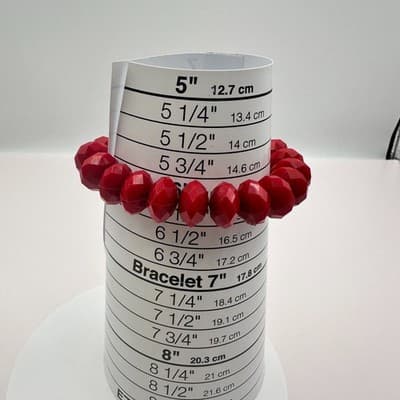 Vintage 90s Red Faceted Beaded Stretch Bracelet Retro Statement Women's Jewelry - Thumbnail 9