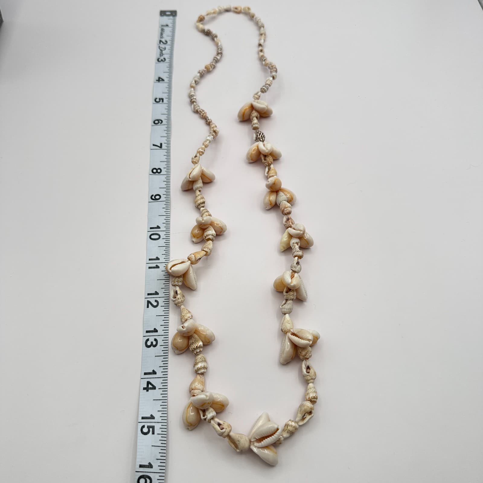 Vinatge 90s Cream Nautical Cowrie Snail Shell Necklace Women's Jewelry Bib Y2K - Thumbnail 9