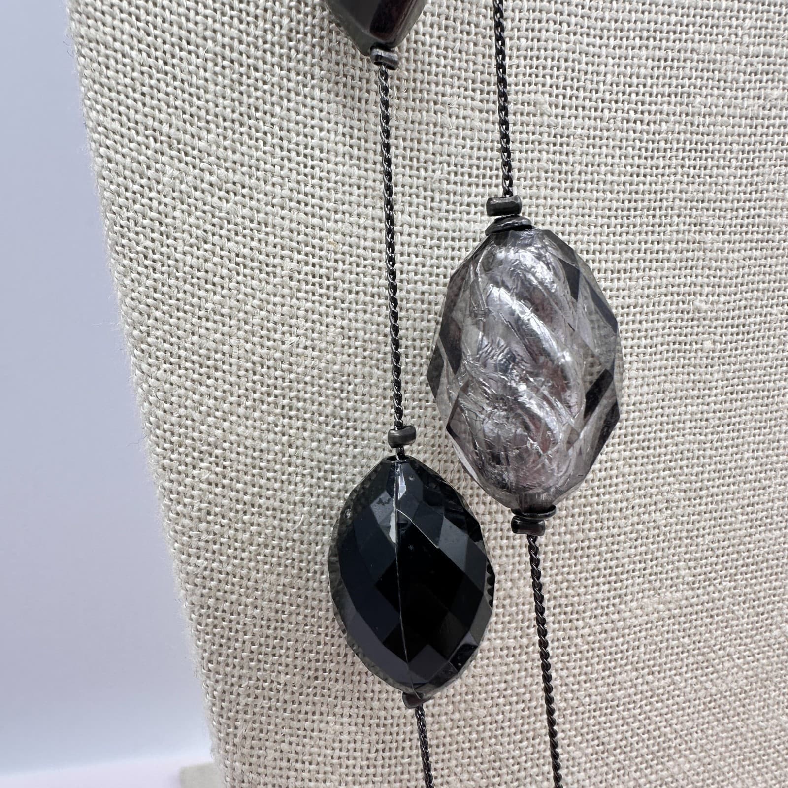 Vintage 90s Double Strand Multi-color Bead Necklace Silver Tone Women's Jewelry - Thumbnail 4