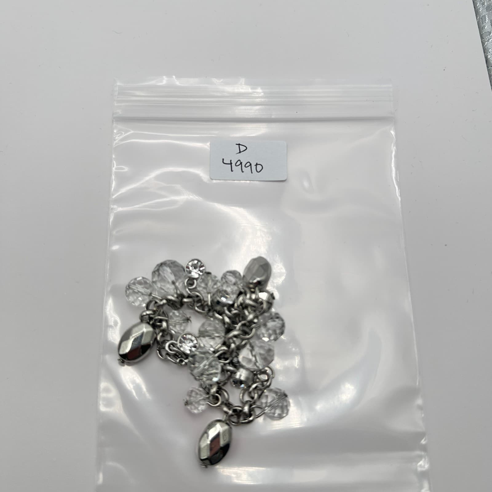 Vintage Y2K Silver Tone Faceted Beaded Charm Bracelet Women's Classic Jewelry - Thumbnail 8