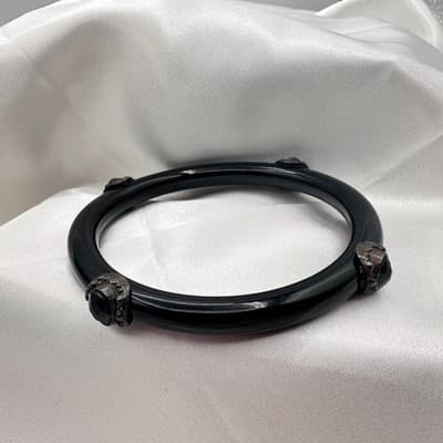 Vintage Y2K Silver Tone Black Beaded Bracelet Women's Classic Fashion Jewelry - Thumbnail 4