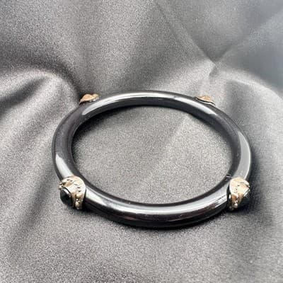 Vintage Y2K Silver Tone Black Beaded Bracelet Women's Classic Fashion Jewelry - Thumbnail 6