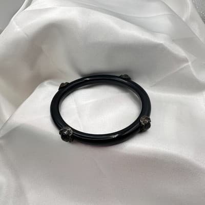 Vintage Y2K Silver Tone Black Beaded Bracelet Women's Classic Fashion Jewelry - Thumbnail 5