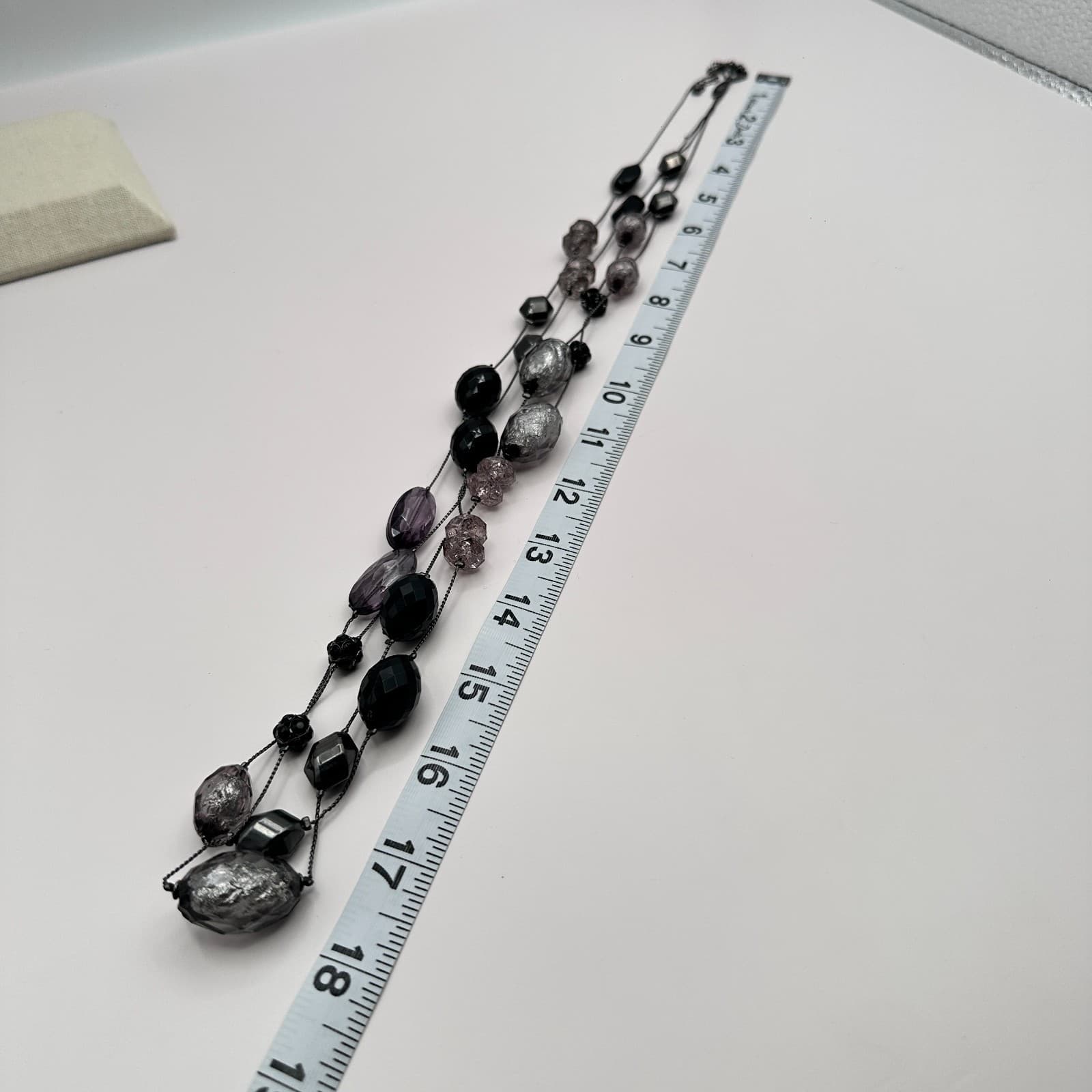 Vintage 90s Double Strand Multi-color Bead Necklace Silver Tone Women's Jewelry - Thumbnail 9