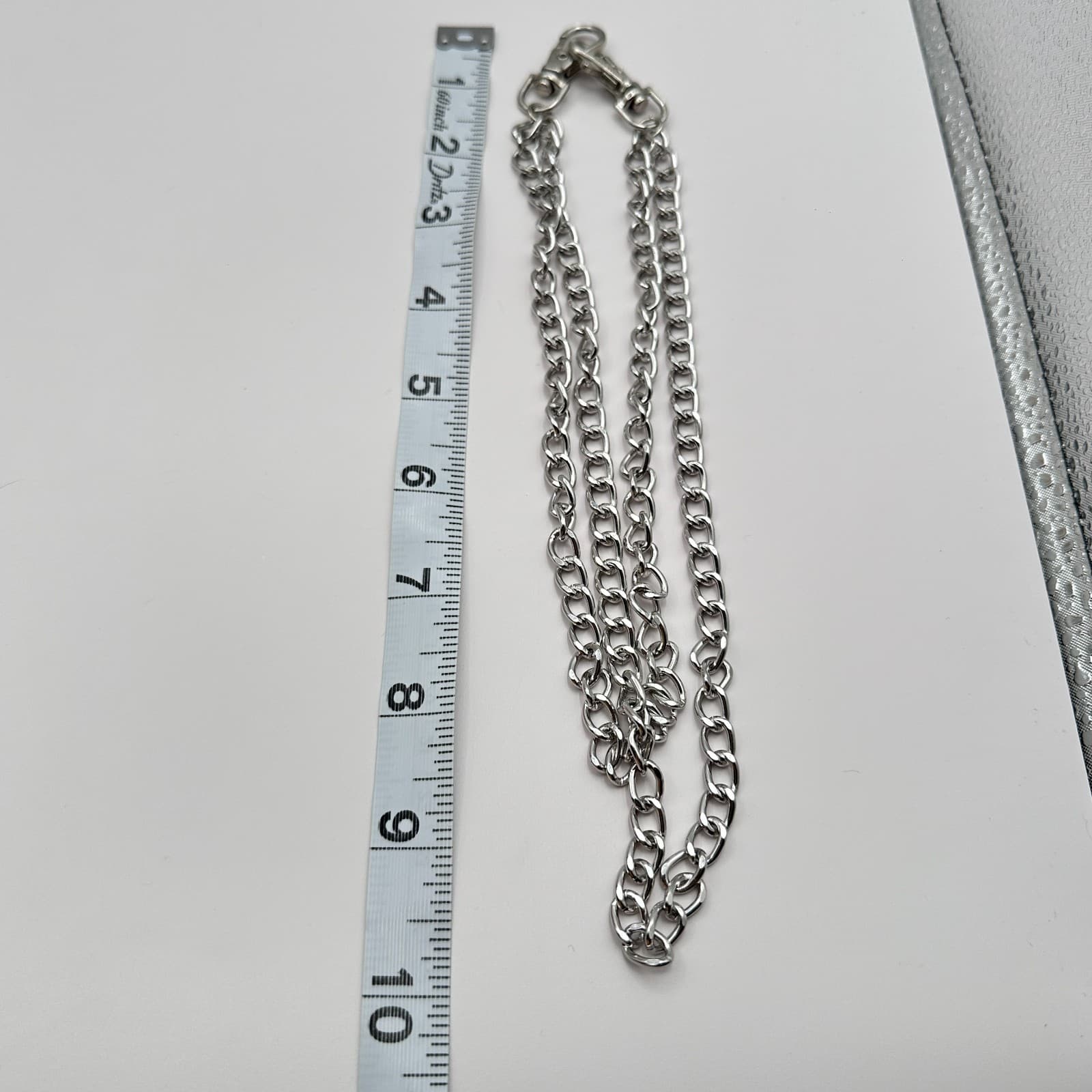 Vintage 90s Silver Tone Double Layer Curb Link Chain Necklace Women's Jewelry - Thumbnail 8