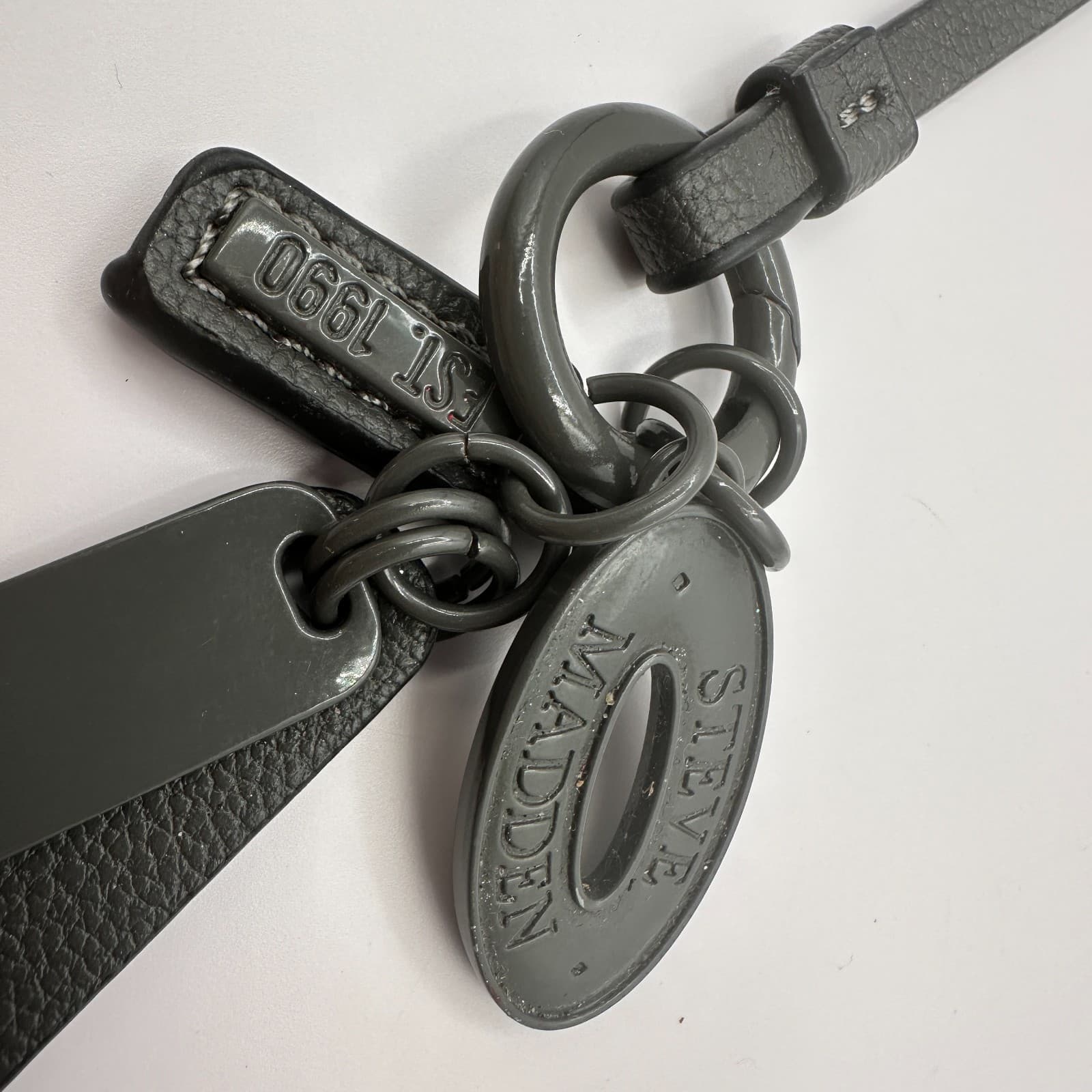 Vintage 90s Steve Madden Strap Keychain Black Faux Leather Fashion Accessory Y2K - Thumbnail 5
