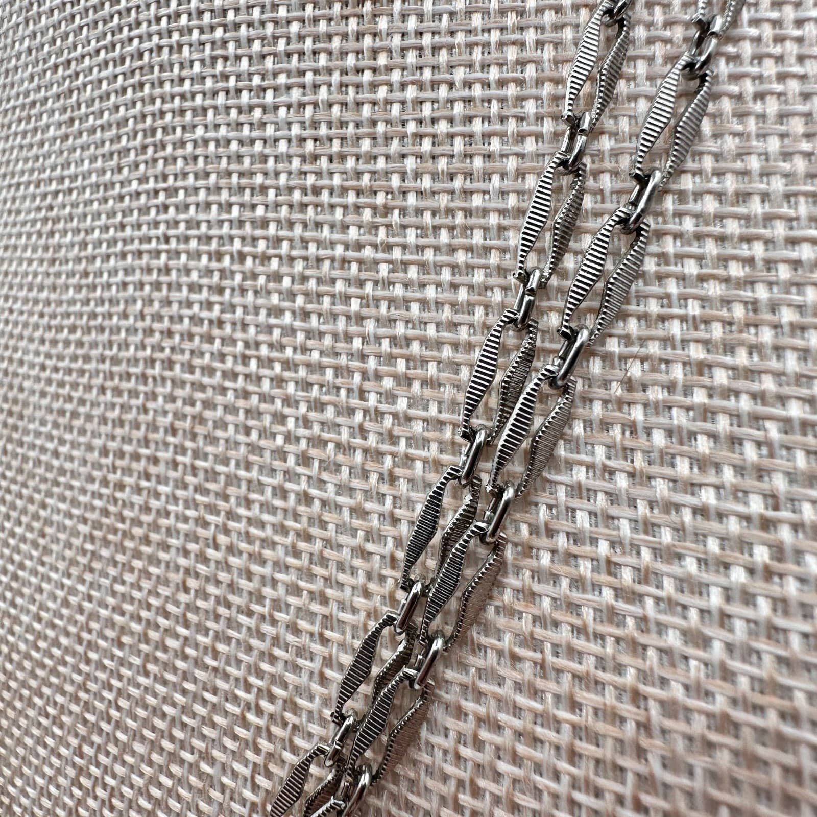 Vintage 90s Bar Link Double Strand Chain Classic Necklace Silver Tone Jewelry - Thumbnail 8