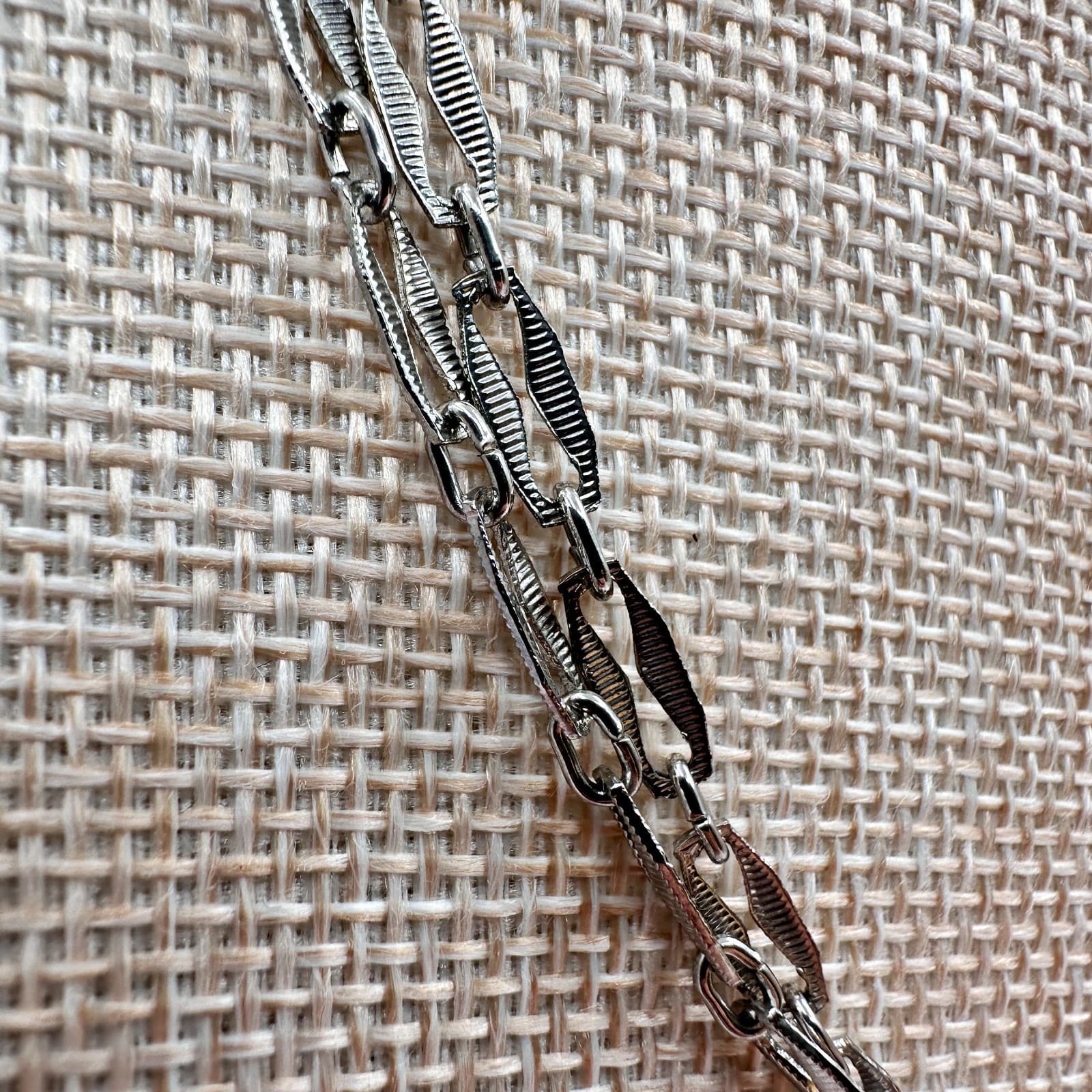 Vintage 90s Bar Link Double Strand Chain Classic Necklace Silver Tone Jewelry - Thumbnail 4