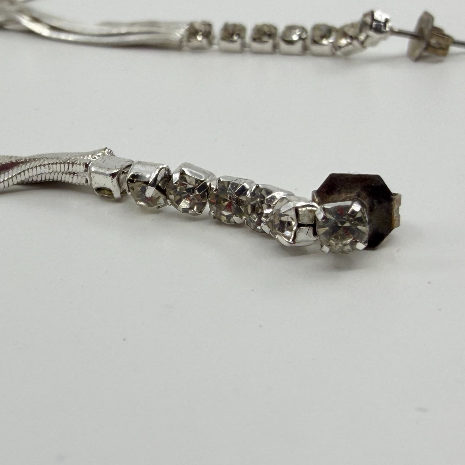 Y2K Liquid Silver Tone Multi Strand Snake Chain Dangle Drop Statement Earrings - Thumbnail 6