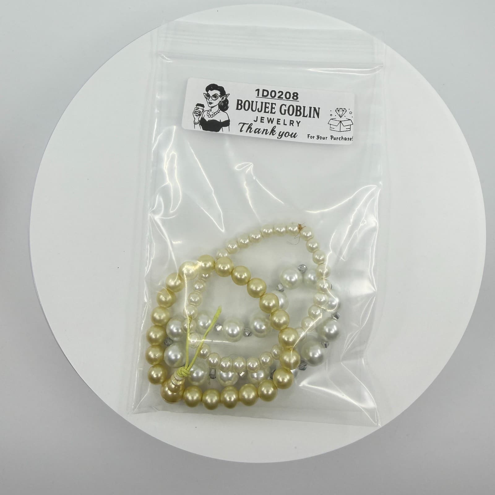 3 Pc Faux Pearl Stackable Bracelet Gold Tone White Stretch Layered Jewelry Set - Thumbnail 9