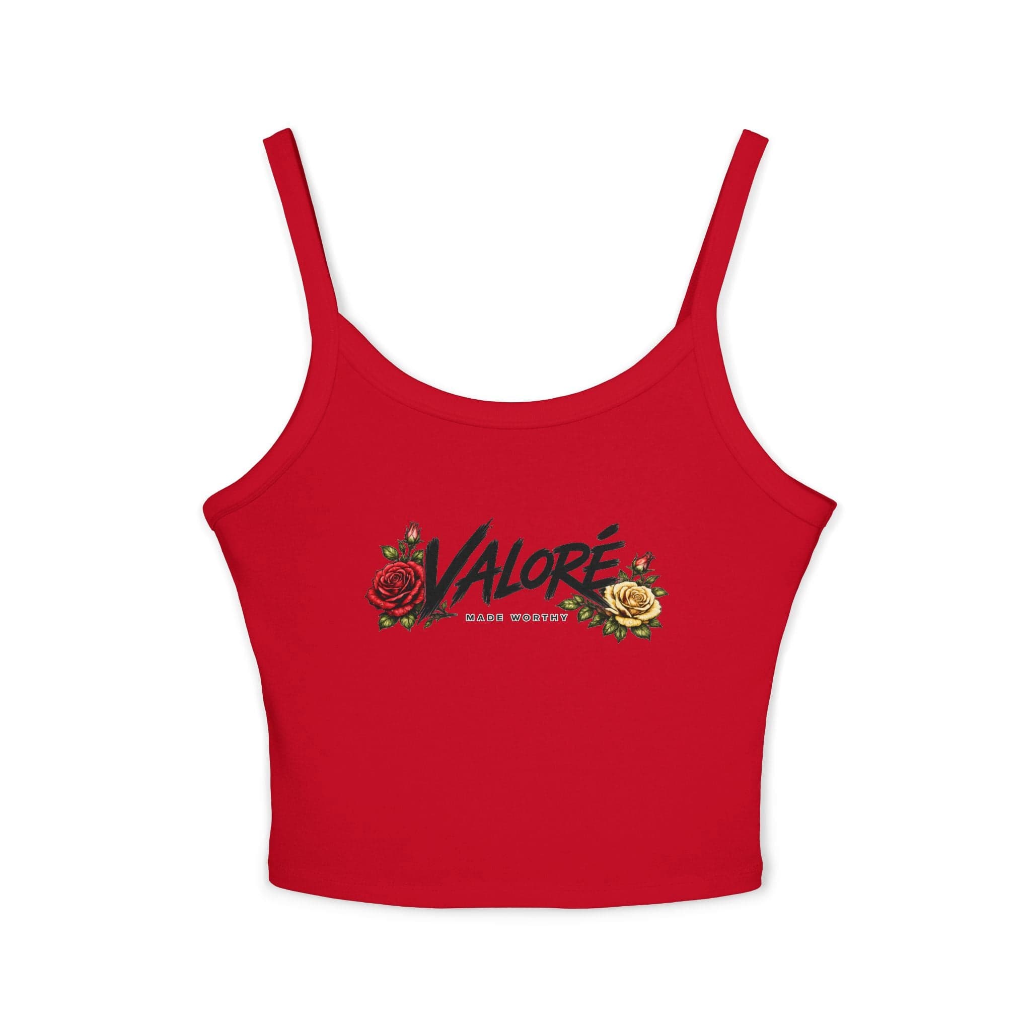 Floral Spaghetti Strap Tank Fitted Cropped Cotton-Blend - Thumbnail 4