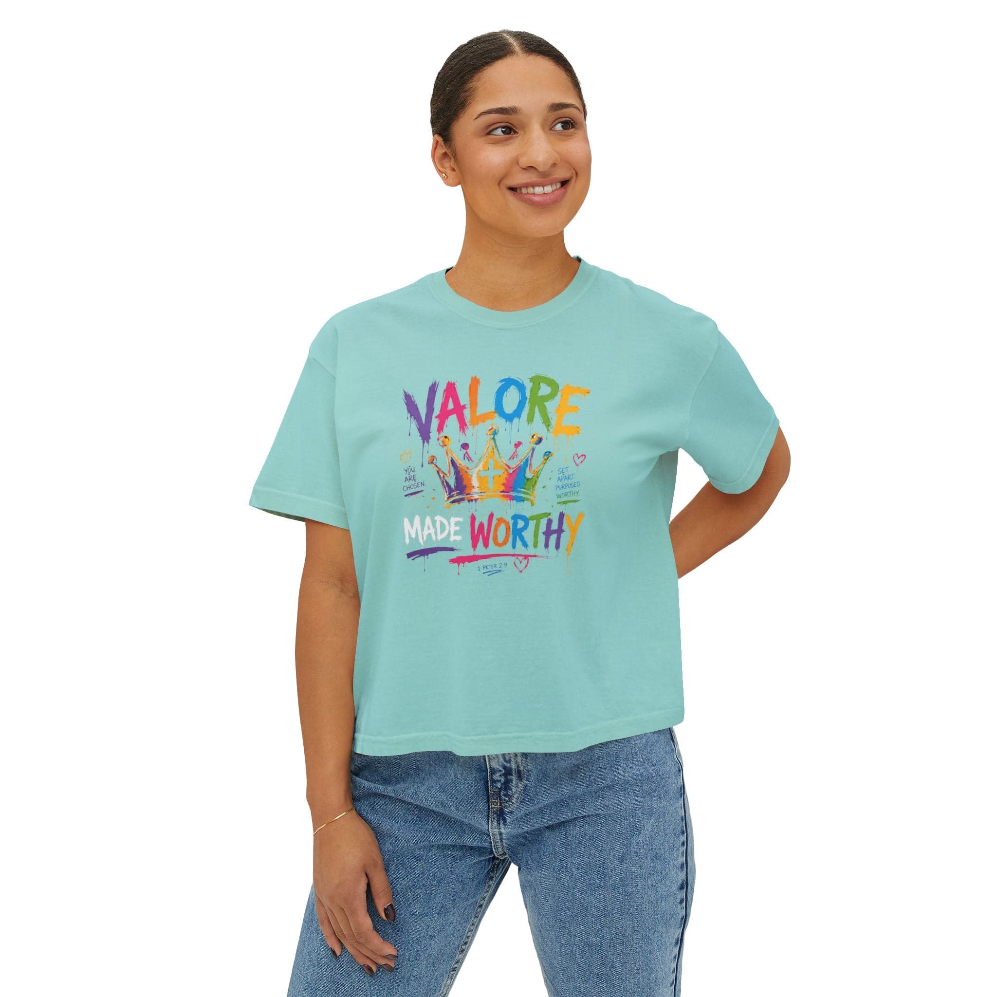 Colorful Inspirational Women's Boxy T‑Shirt - Thumbnail 8