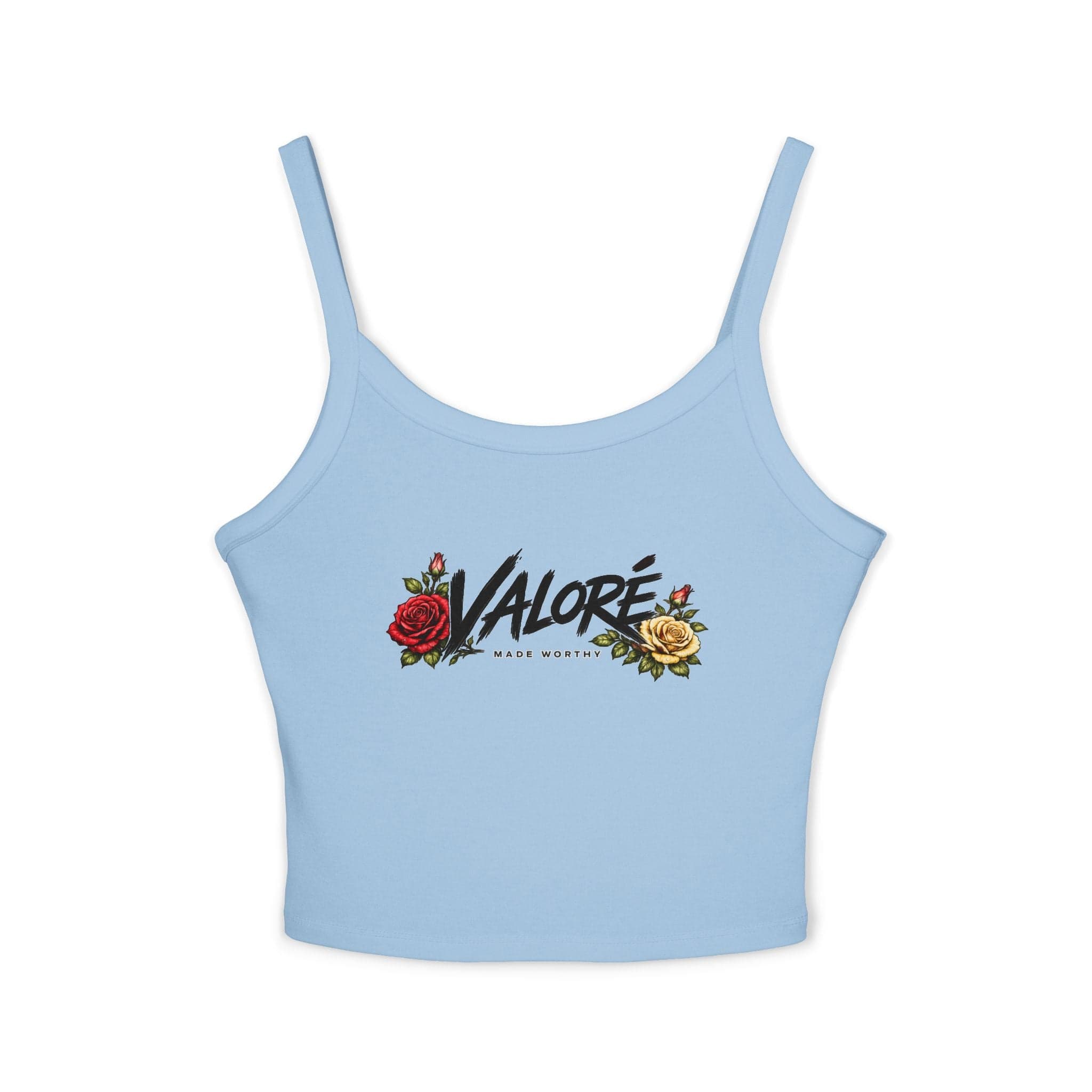 Floral Spaghetti Strap Tank Fitted Cropped Cotton-Blend - Thumbnail 2