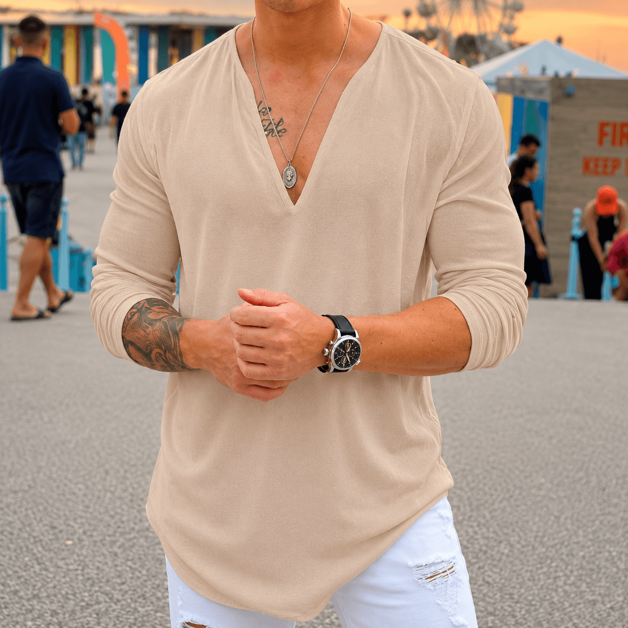 European V-Neck Long Sleeve - Thumbnail 6