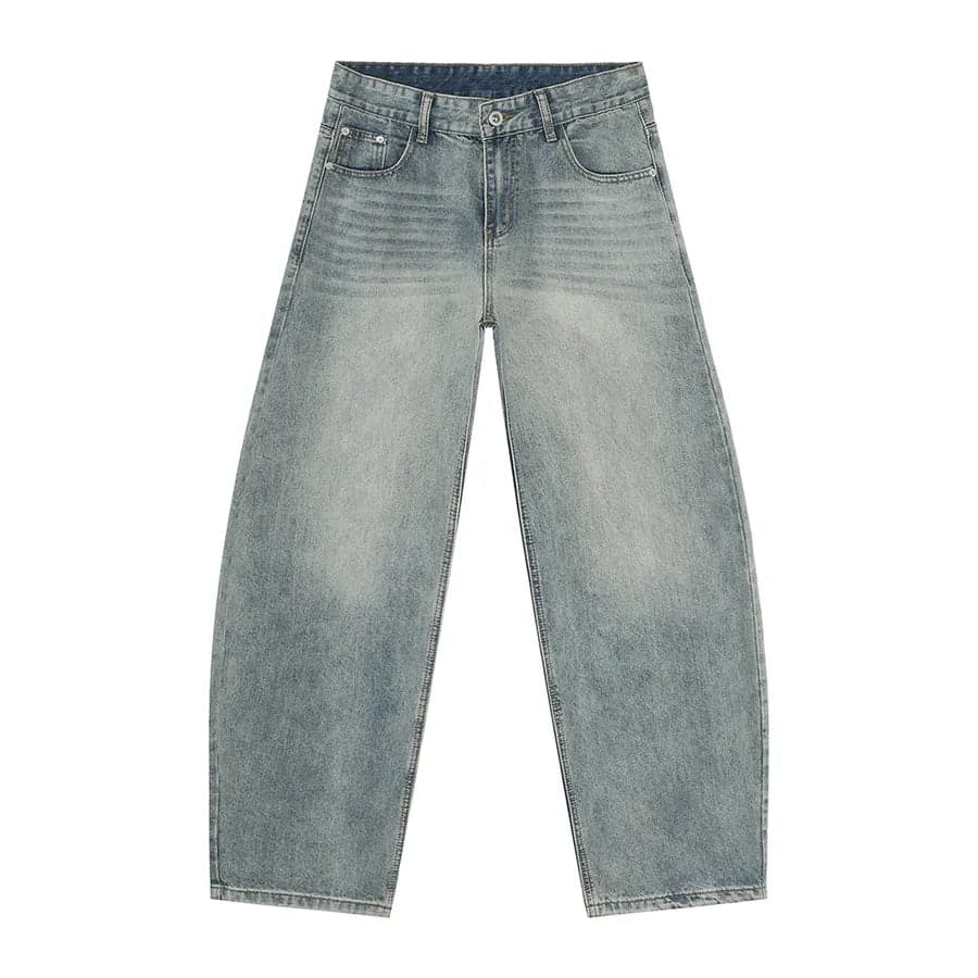Washed Wide Leg Knife Jeans - Thumbnail 7