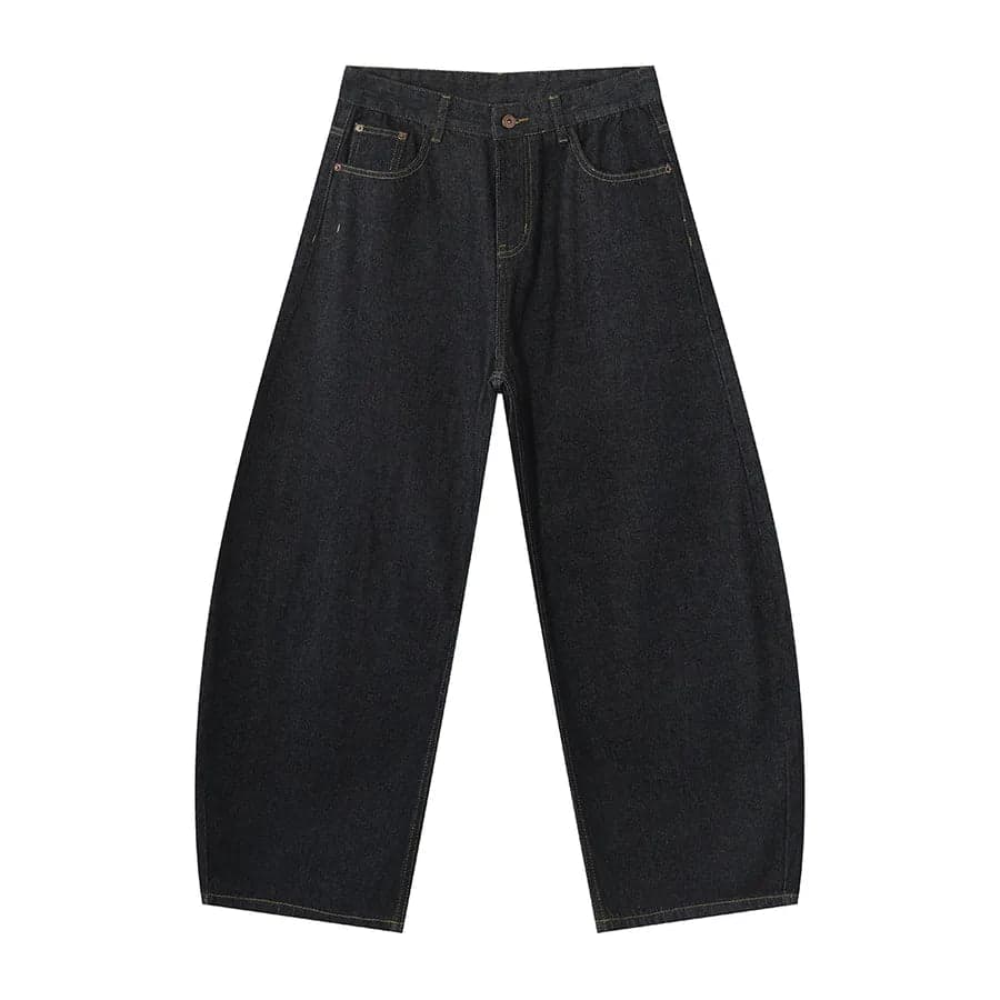 Washed Wide Leg Knife Jeans - Thumbnail 8