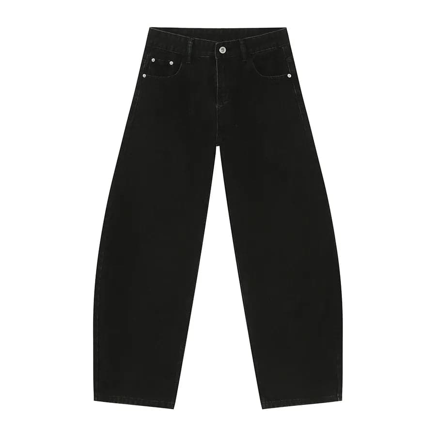 Washed Wide Leg Knife Jeans - Thumbnail 10